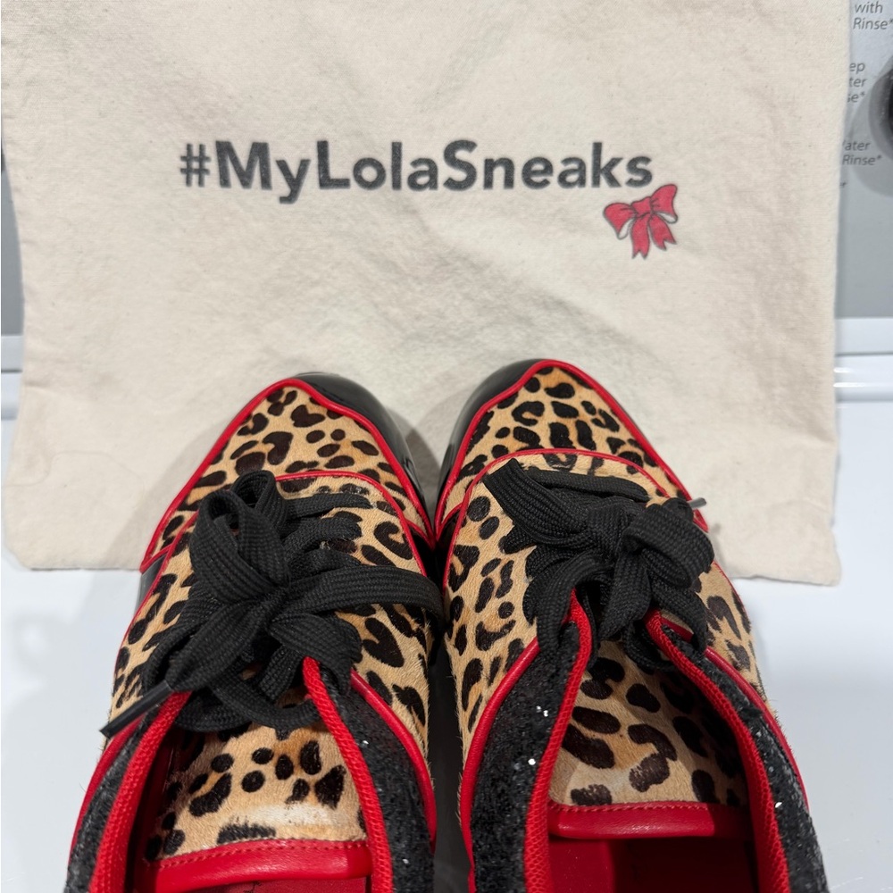 Lola Ramona Leopard Print Sneakers with Red Trim